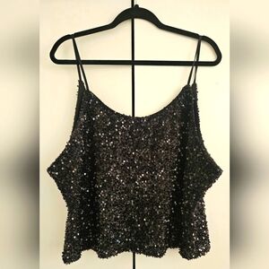 Sequin Crop Top Plus Size Women 4XL